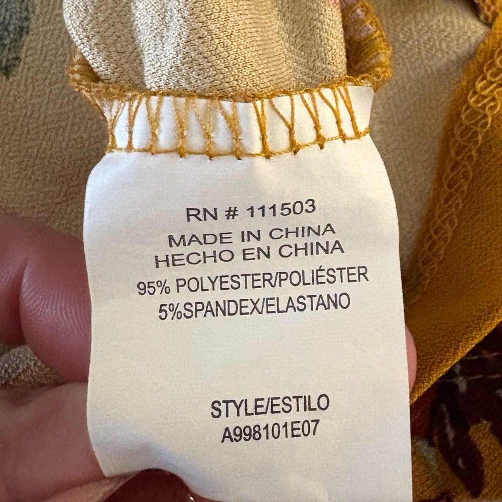 Large As U Wish Mustard Floral Mini Mock Neck Shift Dress - Picture 7 of 8